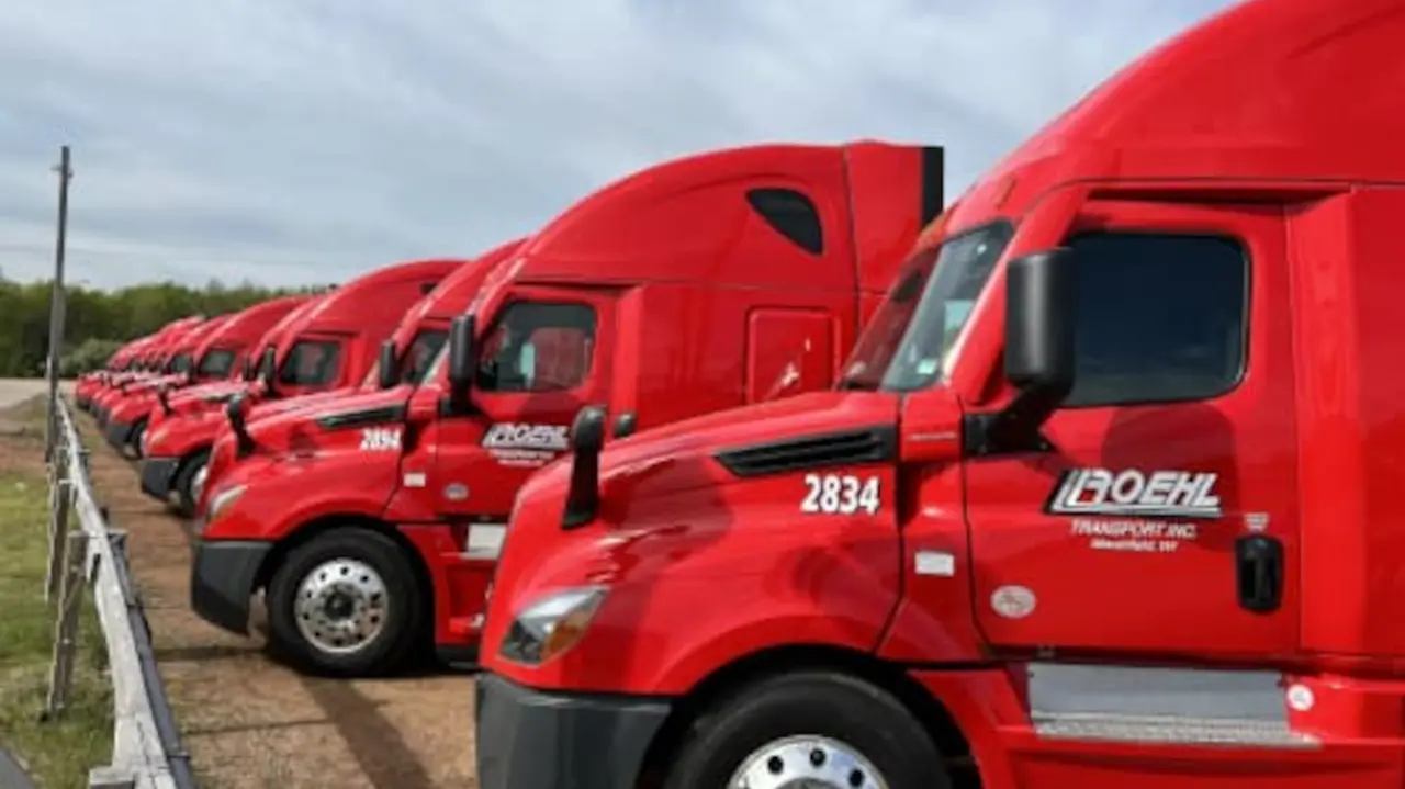 Roehl trucks lined up in yard