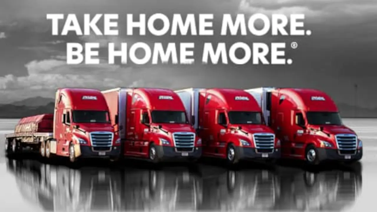 Take home more graphic with four trucks