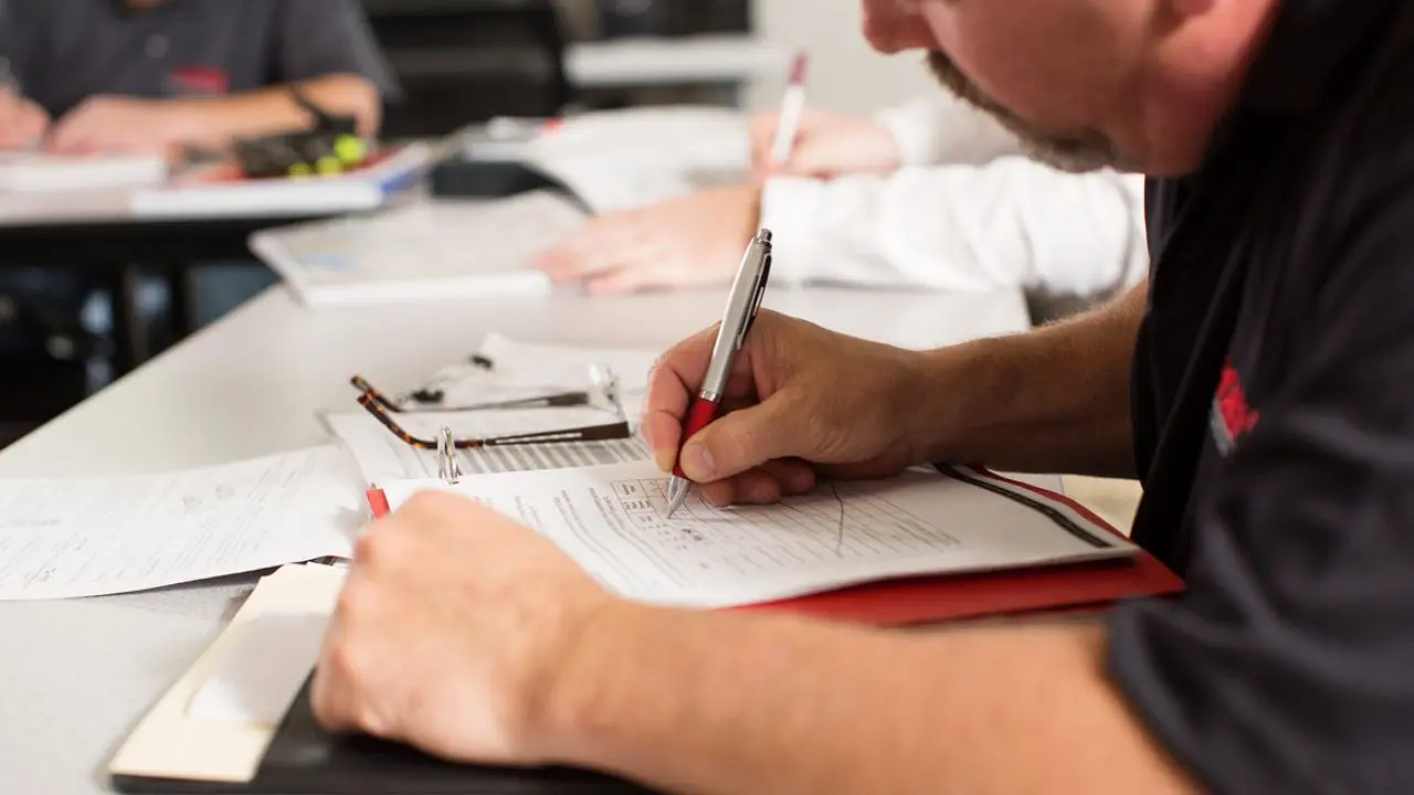 student studying for a CDL test