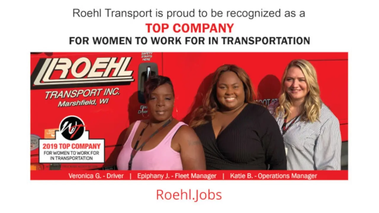 Women in Trucking photo with Roehl drivers and fleet managers