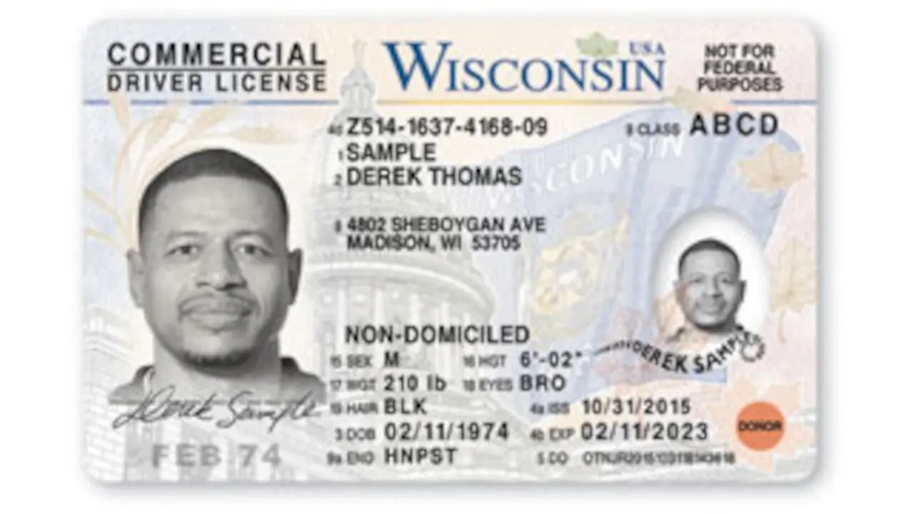 Sample of Wisconsin drivers license